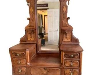 VICTORIAN EASTLAKE DROP WELL VANITY DRESSER