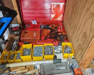 Hilti Drill and various bolts, nuts and screws
