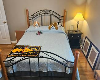  Full wood and iron bed