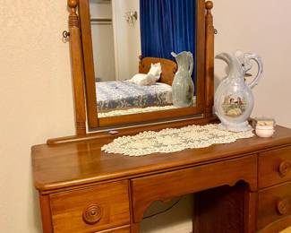 Vintage wooden vanity with bench $199