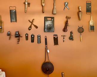 fantastic collection of vintage aluminum kitchen utensils 