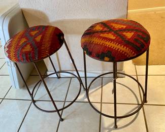 Pair of barstools with Indian blanket material