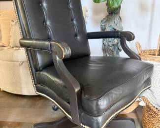 Gorgeous Ethan Allen Leather Office Chair with detailed studs
