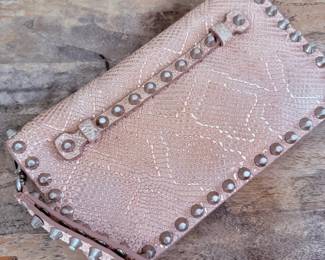 Sweet Pink Snakeskin Clutch