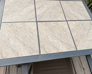 Tile Top Patio Dining Set with 2 Swivel Chairs and 4 Side chairs.