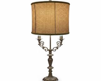 Vintage Stiffel Brass Urn Style Table Lamps with Paisley Shade
