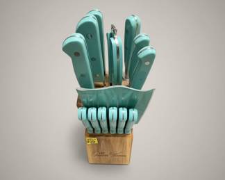 The Pioneer Woman "Sweet Romance" Turquoise 14-Piece Knife Block Set