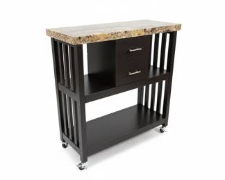 Linon Cameron Kitchen Cart with Faux Marble Top