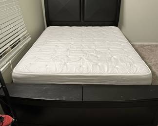 Modern Black Faux Leather Platform Bed Frame with Storage