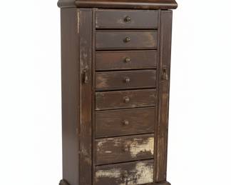 Vintage Wooden Jewelry Armoire with Mirror