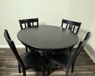 Black Round Dining Table with Four Chairs