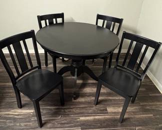 Black Round Dining Table with Four Chairs