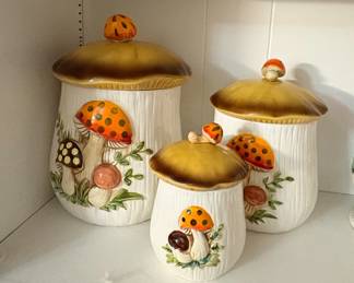 Vintage Sears Roebuck Merry Mushroom Canister Set