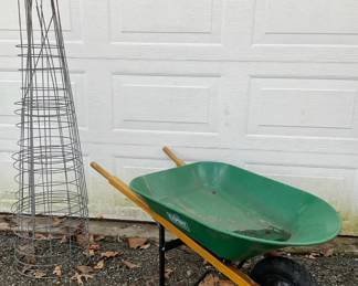 Wheelbarrow And 7 Tomato Cages