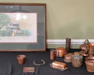 Framed Art  Copper Utensils  Decor