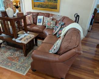 Classics leather curved sectional