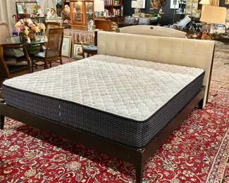 King size bed with leather headboard, and memory foam mattress. Priced to move!