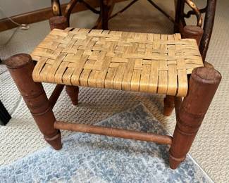 59 Vintage Woven Cane Footstool