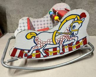 59 Vintage Metal Carousel Spring Rocking Horse