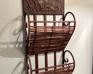 59 Wrought Iron Bamboo Africa Motif Wall Organizer