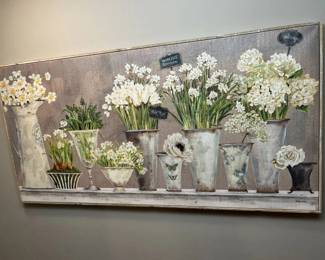 59 Kathryn White Blooms In White  Yellow Canvas Oversized Art Print