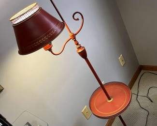 59 Vintage Tole Metal Floor Lamp Table