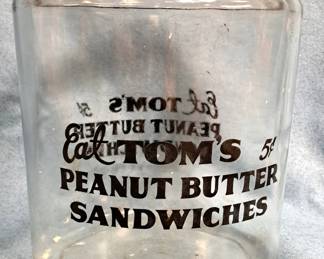TOM'S GLASS LARGE PEANUT BUTTER SANDWICHES JAR