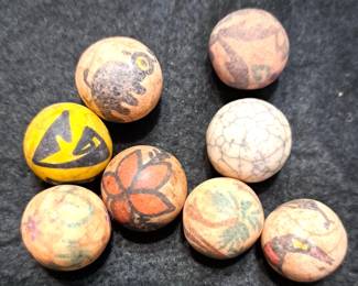 FIRE CLAY PAINTED MARBLES LOT
