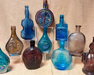 CARNIVAL GLASS & BITTER BOTTLES LOT