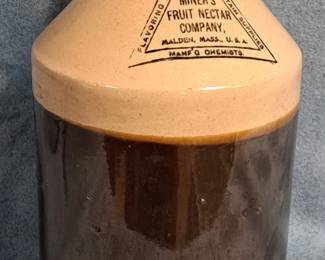 MINER'S FRUIT NECTAR CO SALTGLAZED POTTERY JUG  
