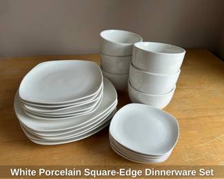 White Porcelain SquareEdge Dinnerware Set