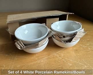 Set of White Porcelain Ramekins or Bowls
