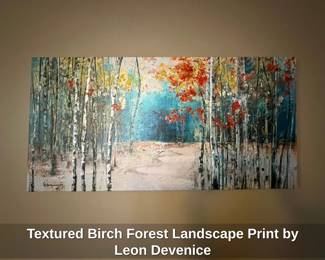 Textured Birch Forest Landscape Print by Leon Devenice