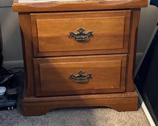 Stanley Furniture Solid Pecan Rustic European Three Drawer Nightstand
