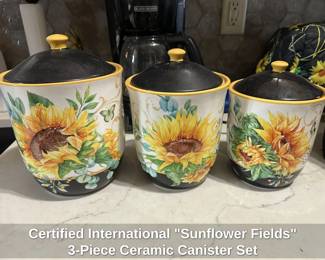 Certified International Sunflower Fields Piece Ceramic Canister Set