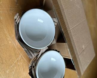 Set of Six White Ceramic Bowls