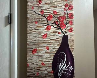 Modern Canvas Wall Art  Red Leaves in Vase