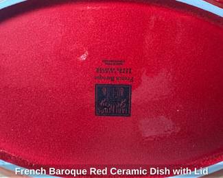 French Baroque Red Ceramic Dish with Lid second image