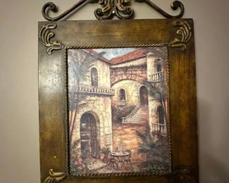 Ornate Gilded Frame with Italian Courtyard Scene Print by Roger Duvall