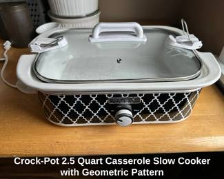 CrockPot . Quart Casserole Slow Cooker with Geometric Pattern