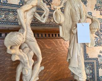 Vintage Resin Asian Man and Woman Figurines