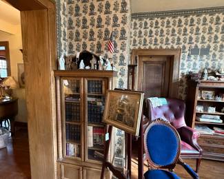 Antique Louis XV Style Blue Velvet Armchair