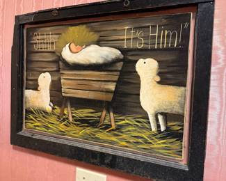 Folk Art Nativity Scene Painting