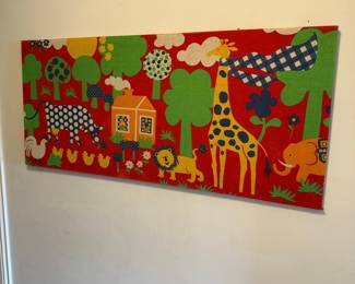 Vintage Scandinavian Children's Fabric Wall Hanging - Noah's Ark Theme