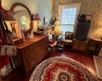 Vintage Red Round Persian Rug