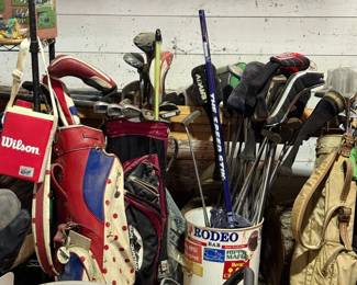 Mixed Set of Golf Clubs and Golf Bags