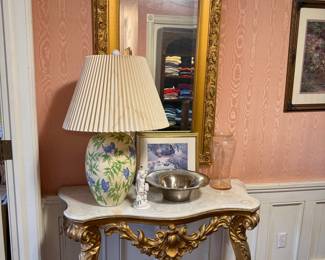 Louis XV Style Giltwood Console Table with Marble Top