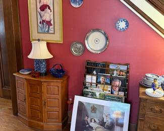 Framed Print of Pablo Picasso's 'Science and Charity' and Decorative Plates