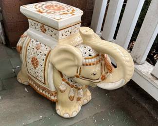 Vintage Ceramic Elephant Garden Stool/Side Table