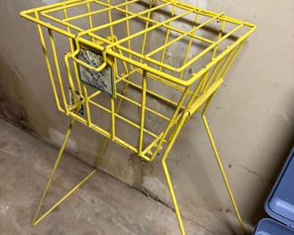 Vintage Yellow Metal Wire Tennis Ball Basket